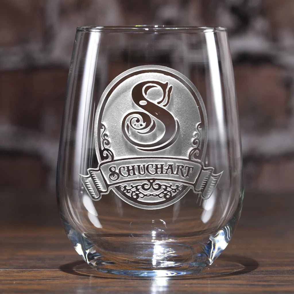 Unique Personalized Etched Stemless Wine Glasses Set of 4 Customized Drinkware Gifts for Men by Groovy Guy