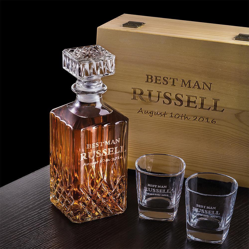 Personalized Whiskey Decanter Set for groomsmen or anniversaries