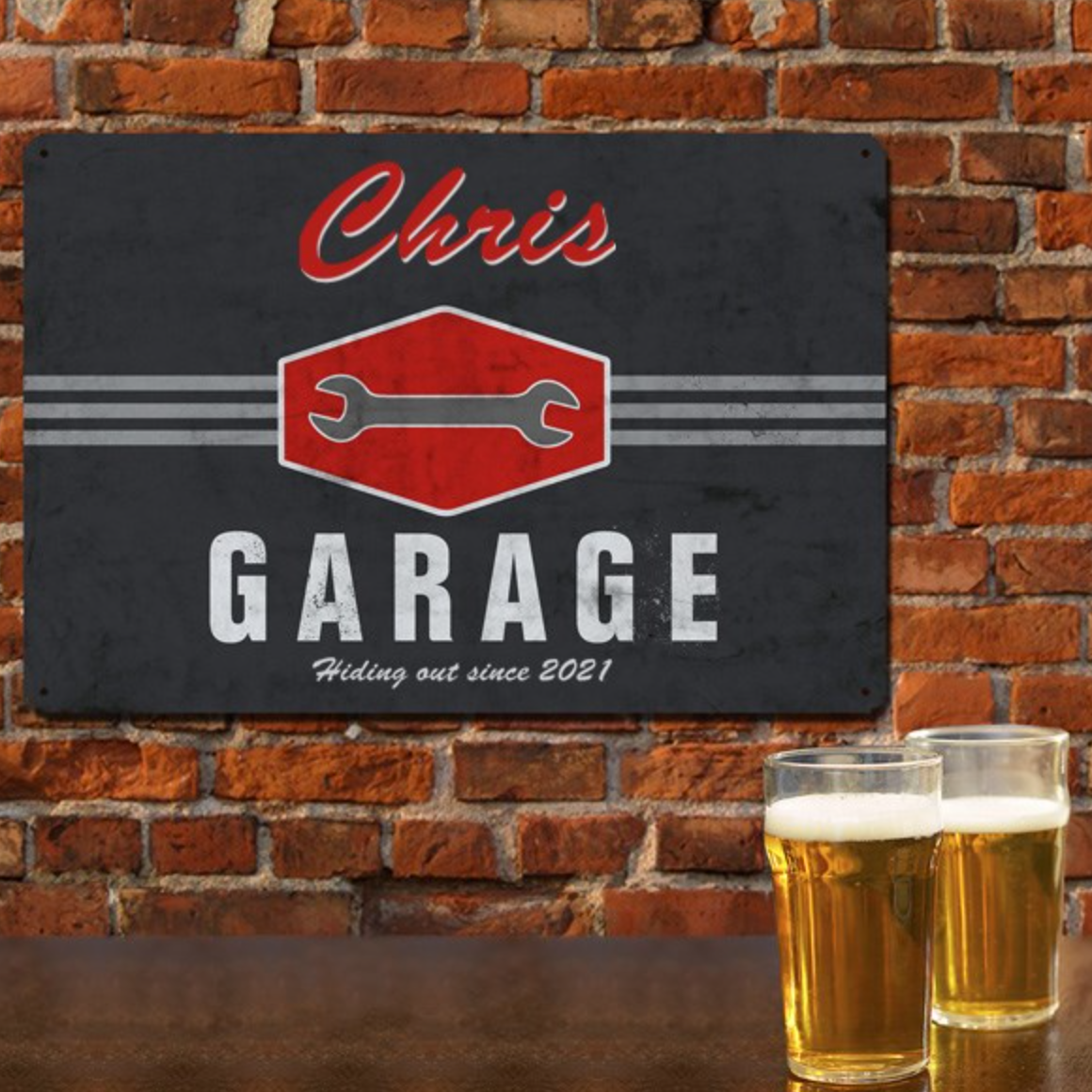 Personalized garage metal sign