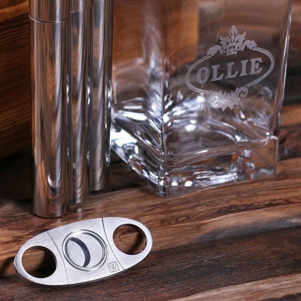 Personalized Cigar, Decanter, & Flask Combo Set