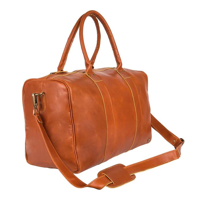 Unique Personalized Compact Leather Duffle Customized Duffel Bags Gifts for Men by Groovy Guy
