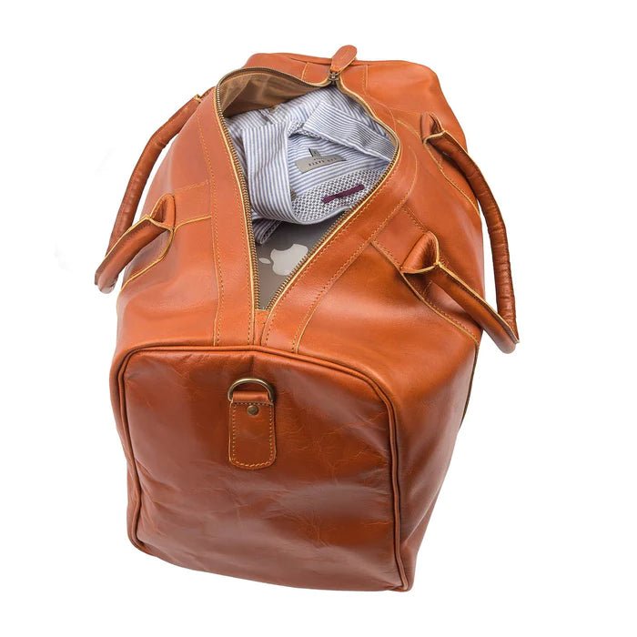 Unique Personalized Compact Leather Duffle Customized Duffel Bags Gifts for Men by Groovy Guy