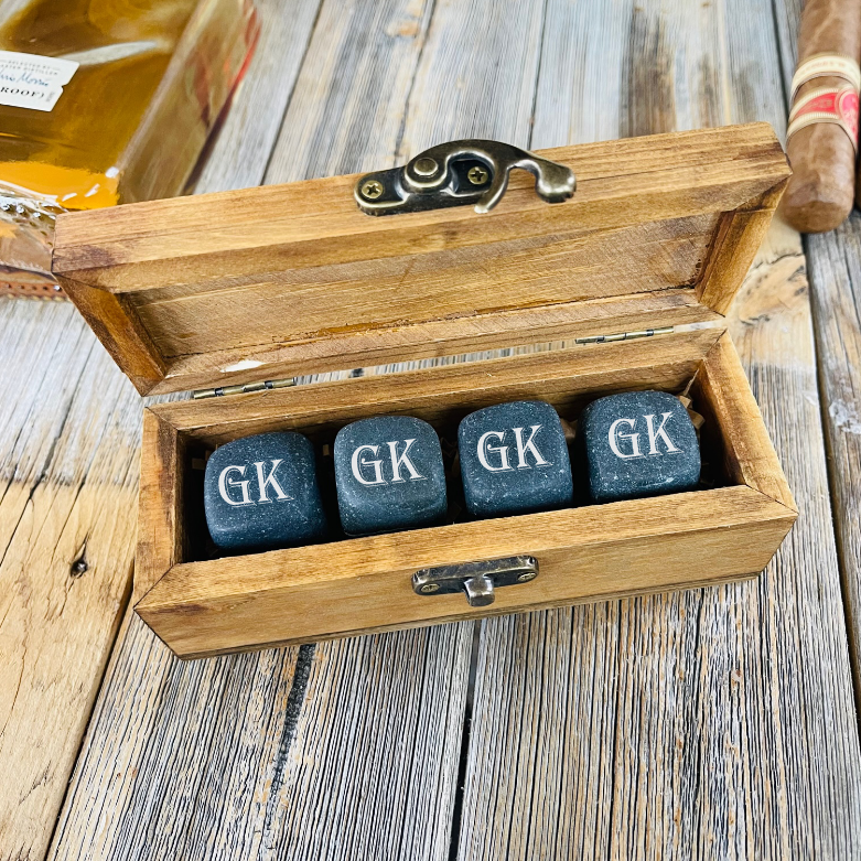 Engraved Whiskey Stones with Box