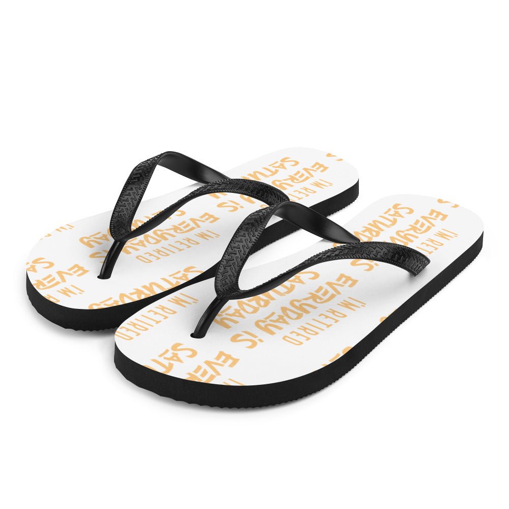 Unique Personalized Retired Saturday Flip - Flops Customized Wearables Gifts for Men by Groovy Guy