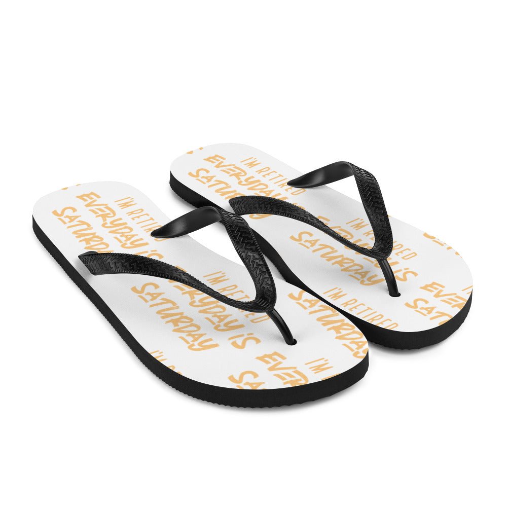Unique Personalized Retired Saturday Flip - Flops Customized Wearables Gifts for Men by Groovy Guy