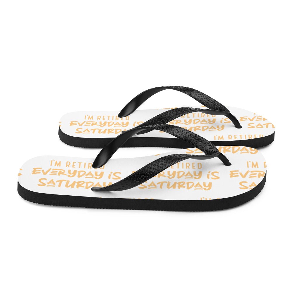 Unique Personalized Retired Saturday Flip - Flops Customized Wearables Gifts for Men by Groovy Guy