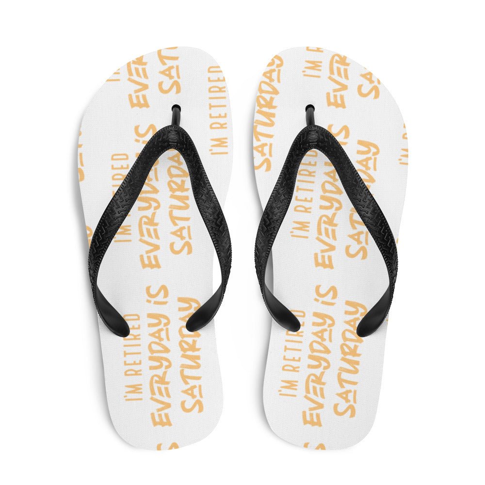 Unique Personalized Retired Saturday Flip - Flops Customized Wearables Gifts for Men by Groovy Guy