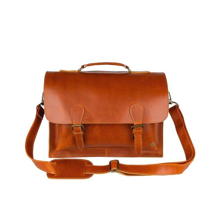 Unique Personalized Custom Tan Satchel Customized Messenger Bag Gifts for Men by Groovy Guy