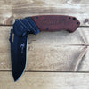 Black Blade folding Knife With Brown Wooden Handle