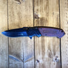 Black Blade folding Knife With Brown Wooden Handle