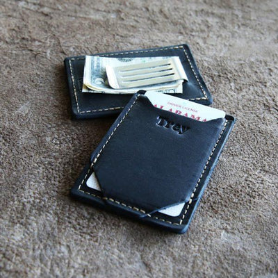 Black Leather Card Holder and Money Clip