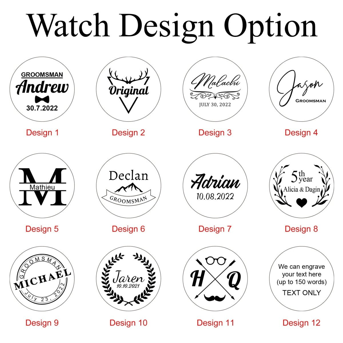 Unique Personalized Elegant Engraved Watch Customized Watches Gifts for Men by Groovy Guy