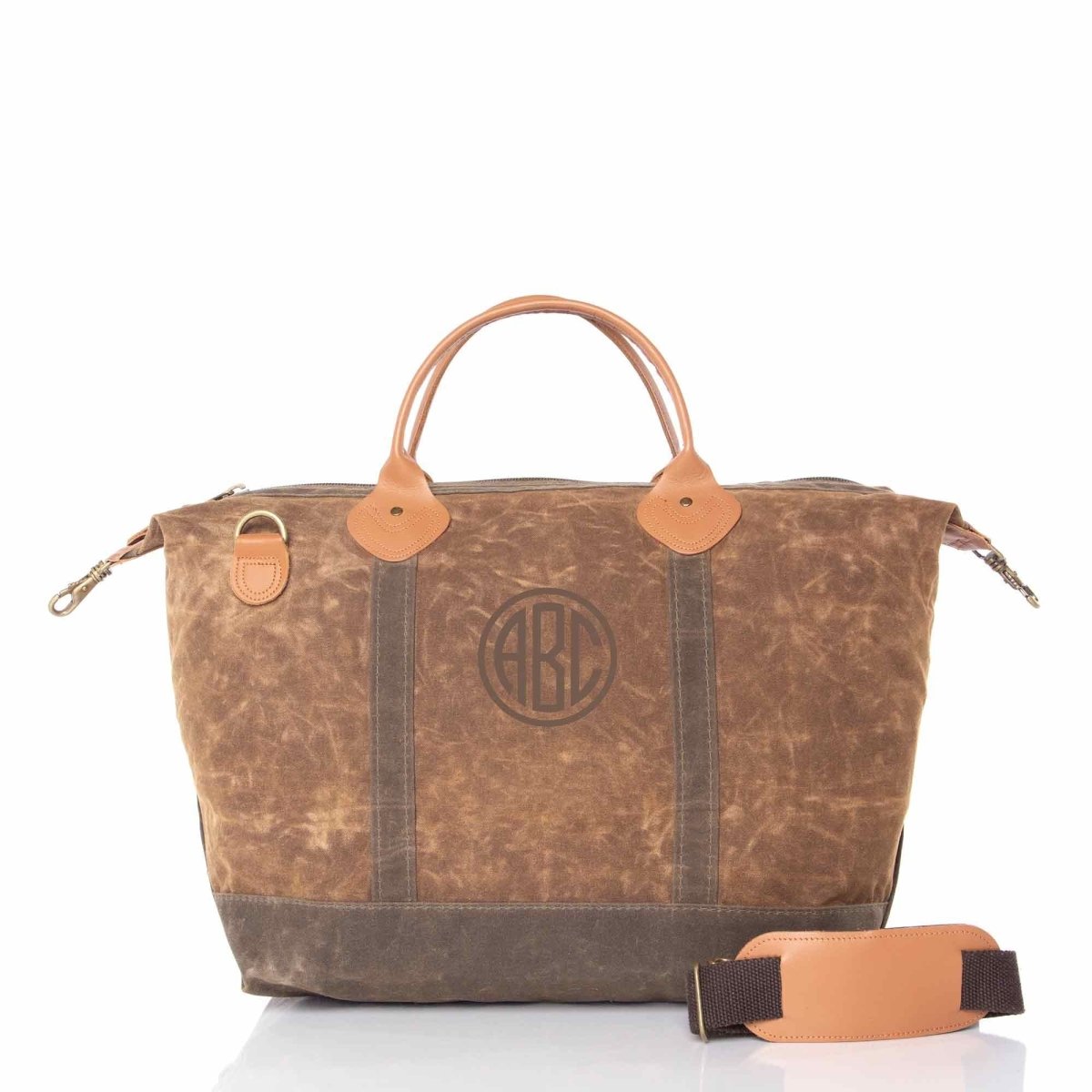 Unique Personalized Waxed Weekender Duffle Bag Customized Duffel Bags Gifts for Men by Groovy Guy