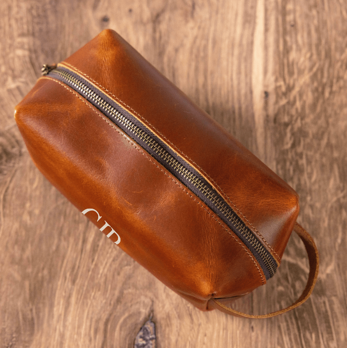 Unique Personalized Personalized Leather Toiletry Bag Customized Personalized Toiletry Bag Gifts for Men by Groovy Guy