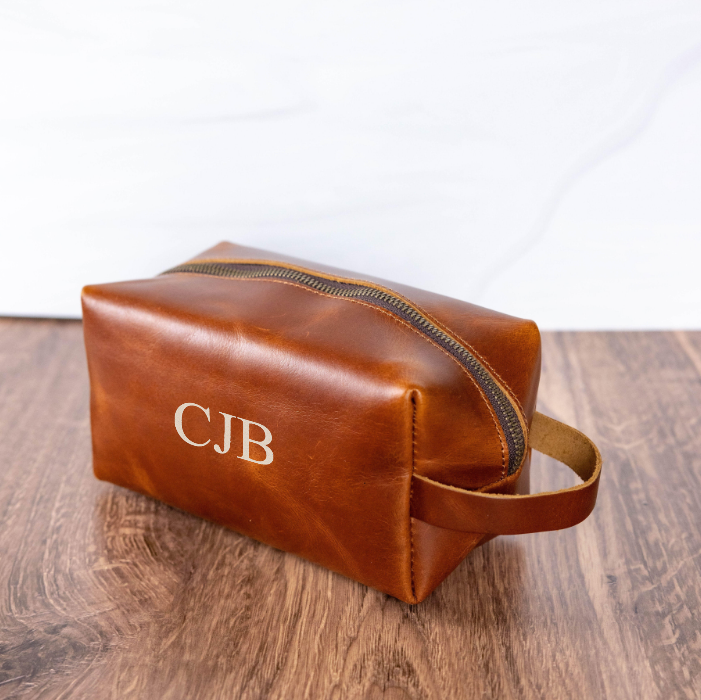 Men Toiletry Bag Personalized Name  Orange Black Custom Dopp Kit for -  Bayfield Bags