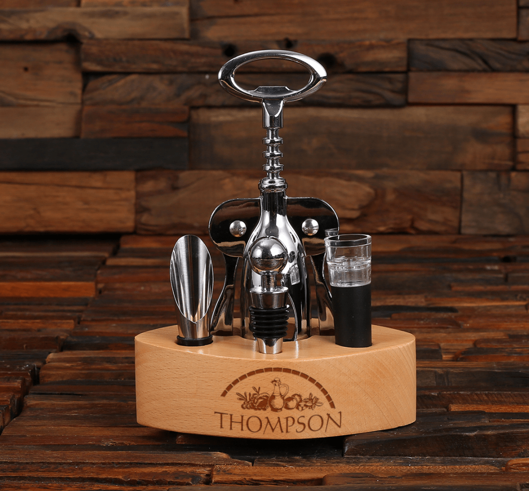 Unique Personalized Vino Accessory Set Customized Gift Sets Gifts for Men by Groovy Guy