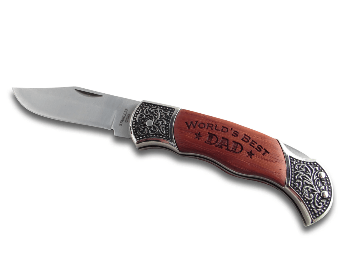 Unique Personalized World's Best Dad Knife Customized Gifts for Men by Groovy Guy
