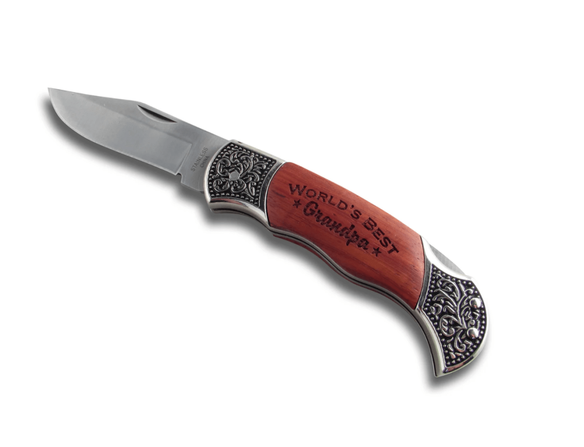 Unique Personalized World's Best Dad Knife Customized Gifts for Men by Groovy Guy